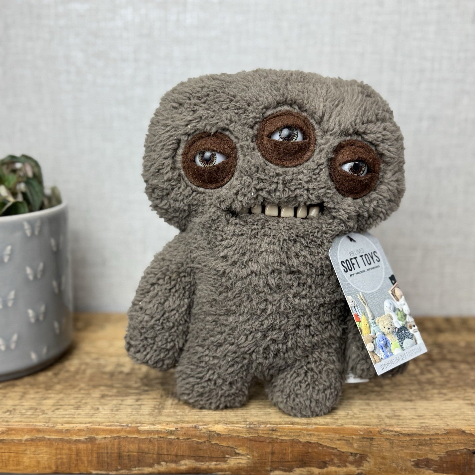 Fuggler Funny Ugly Monster Annoyed Alien - Brown 3 Eyed Snuggler Edition Monster