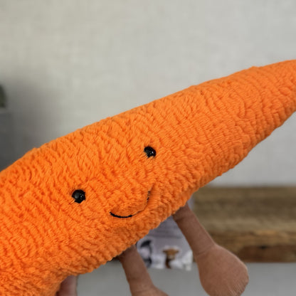 Jellycat Large Amuseable Carrot - Orange Fluffy Carrot Beanie Plush Retired 15"