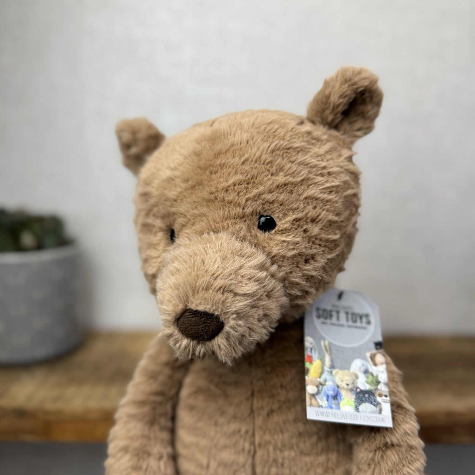 Jellycat Large Cocoa Bear - Big Brown Textured Bear Beanie Retired Large 17"