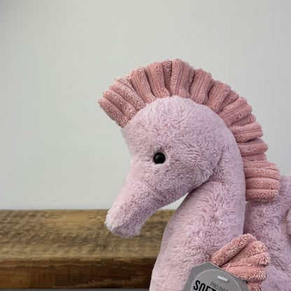 Jellycat Sienna Seahorse - Pink Medium Size Seahorse Beanie Retired 10"