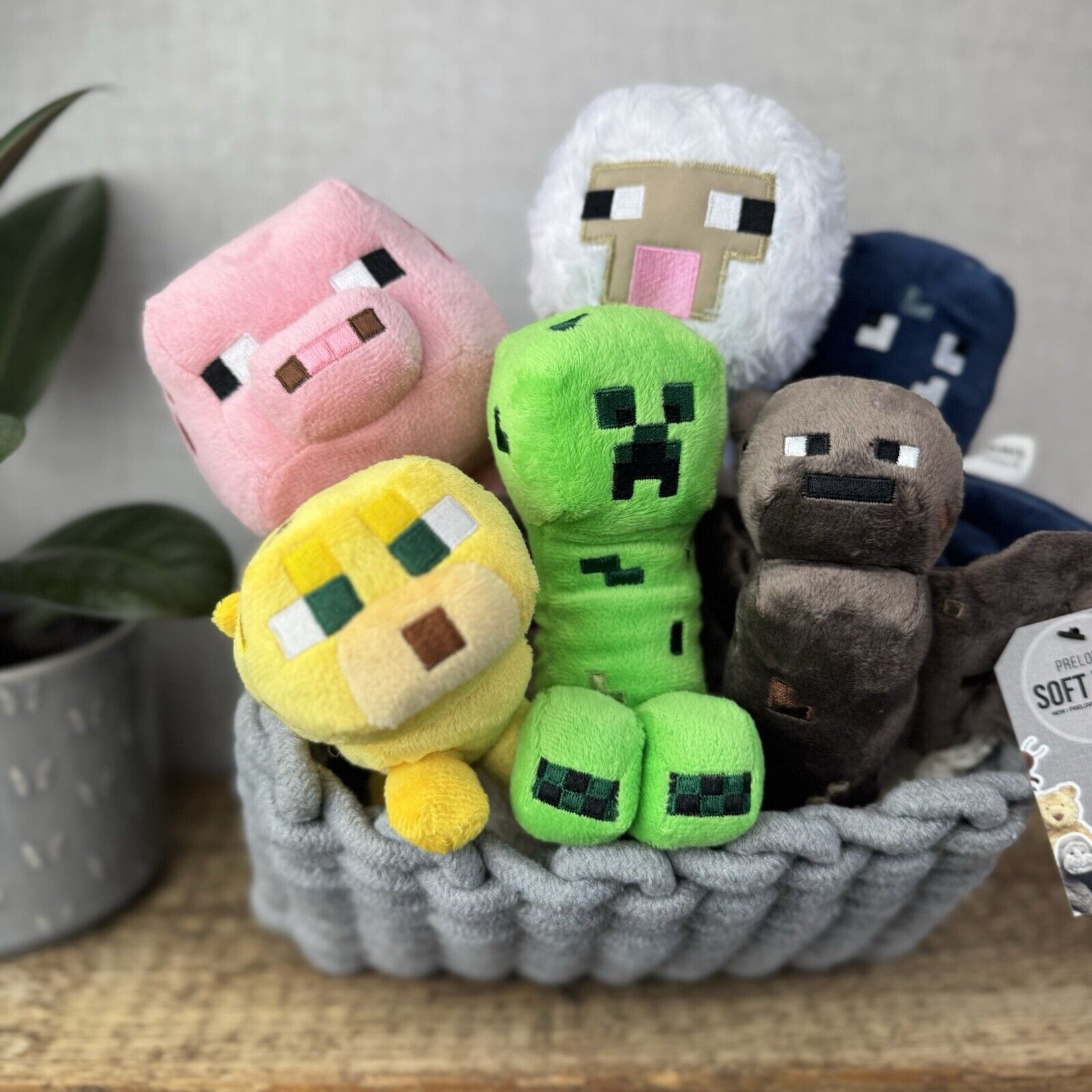 Minecraft Muji 2014 Soft Toy Bundle - Creeper, Pig, Bat, Sheep, Cheetah, Octopus