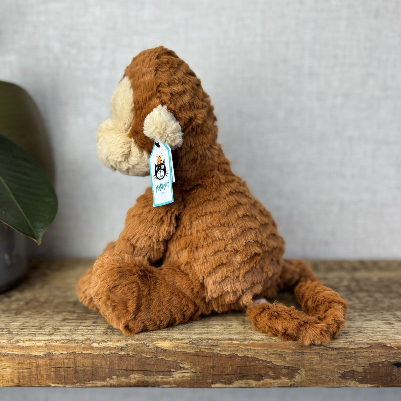 Jellycat Fuddlewuddle Monkey - Rust Brown Monkey Textured Beanie Soft Toy 9"