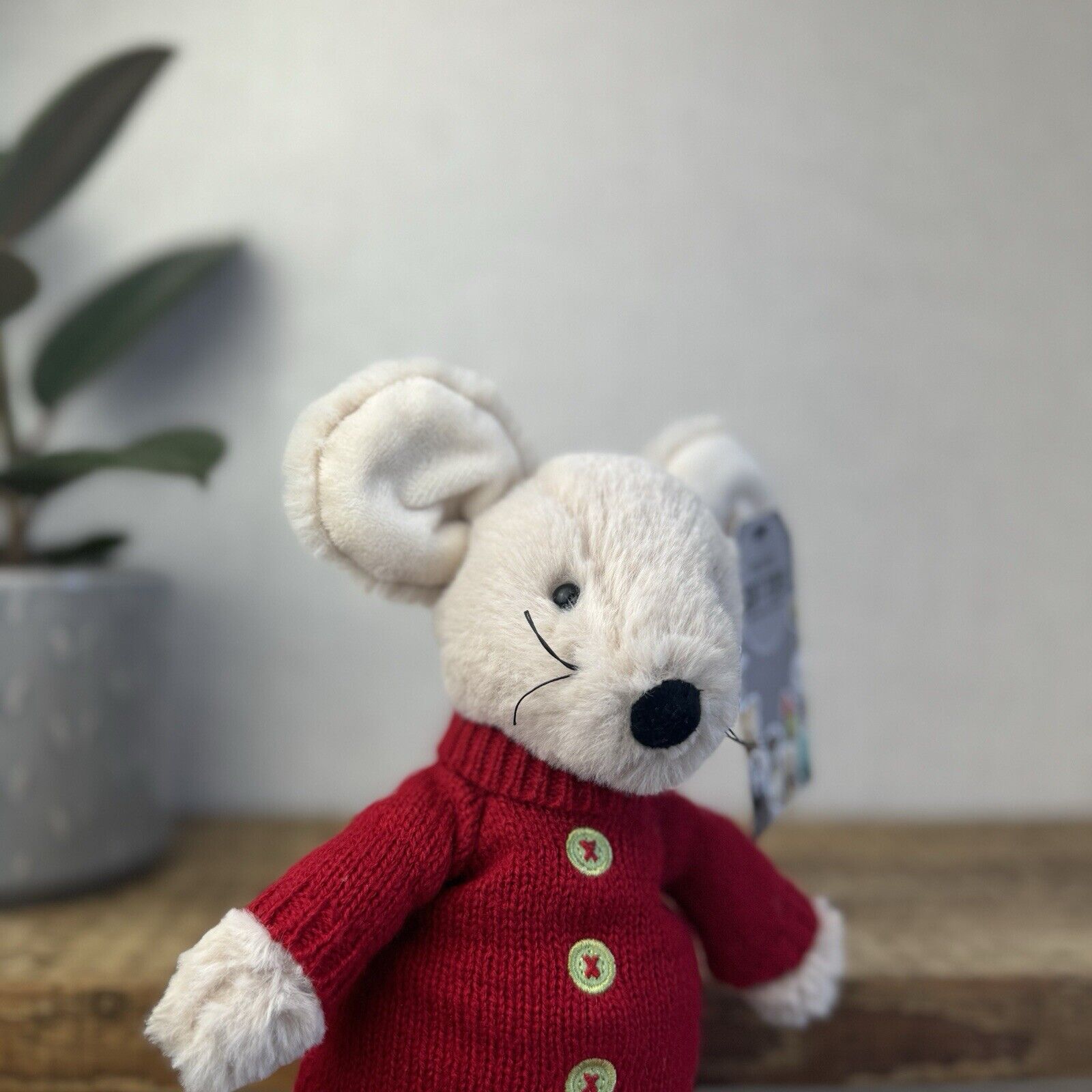 Jellycat Christmas Mouse In Jumper - John Lewis Collaborative Retired Mouse 8"