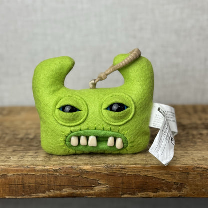 Fuggler  Sir Horns Green Monster Clip Keyring - Green Teeth Felt Retired Keyring