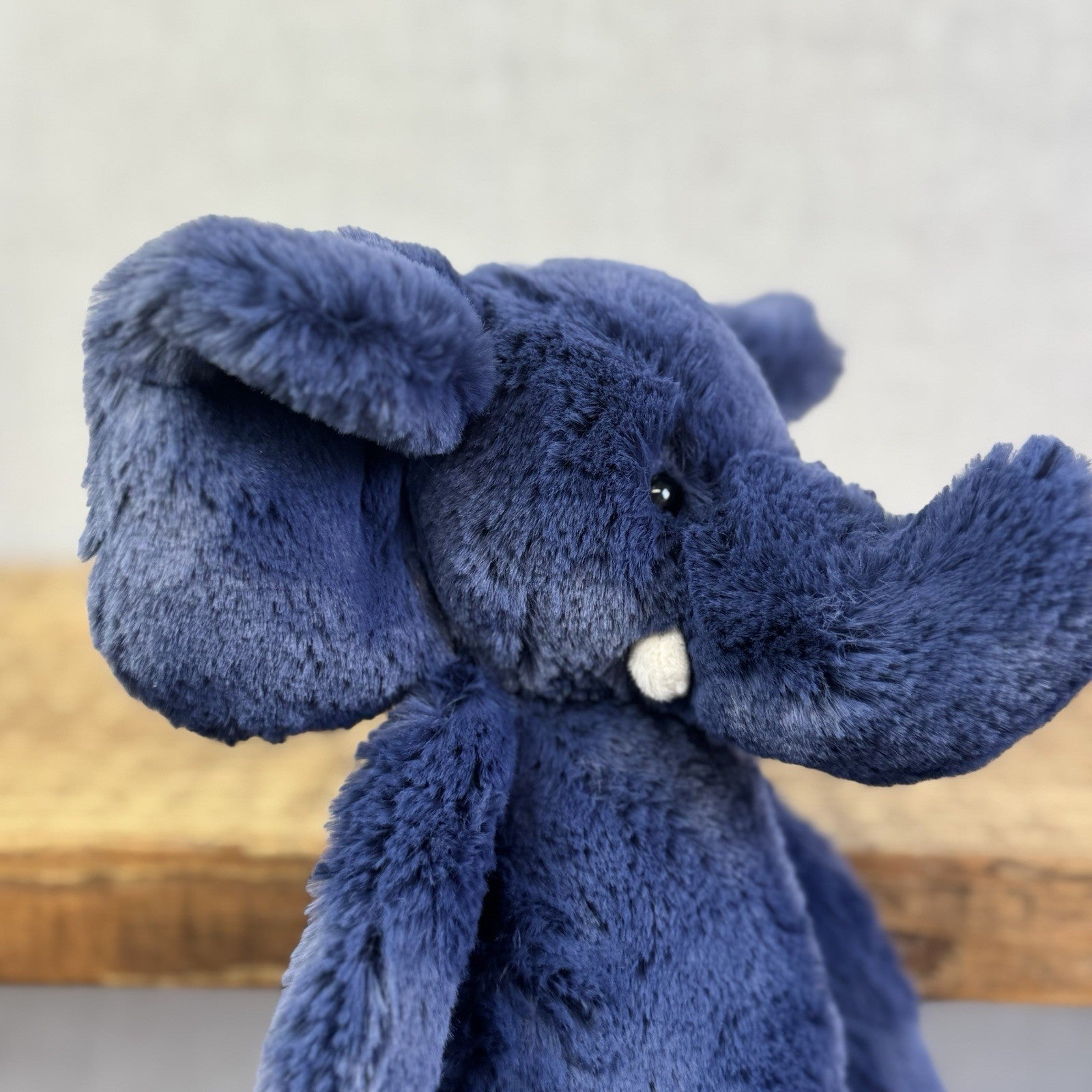 Jellycat Medium Bashful Navy Blue Elephant - Medium Blue With Tusks 12” BNWT