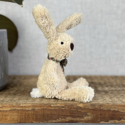 Jellycat Rufus Rabbit Lost & Found Friends  Tiny Rabbit With Bow Rare Retired 7"