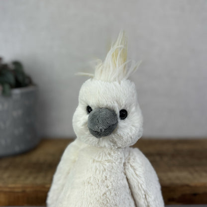 Jellycat Medium Bashful Cockatoo - White Medium Bird Rare Retired Beanbag Plush