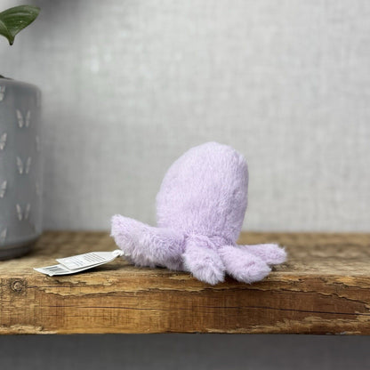 Jellycat Fluffy Octopus - Lilac Fluffy Octopus Plush Soft Toy - Pocket Pal 3"