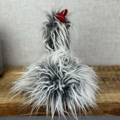 Jellycat Roger Rooster - Grey Hairy Rooster Soft Toy Small Rare/Retired 8"