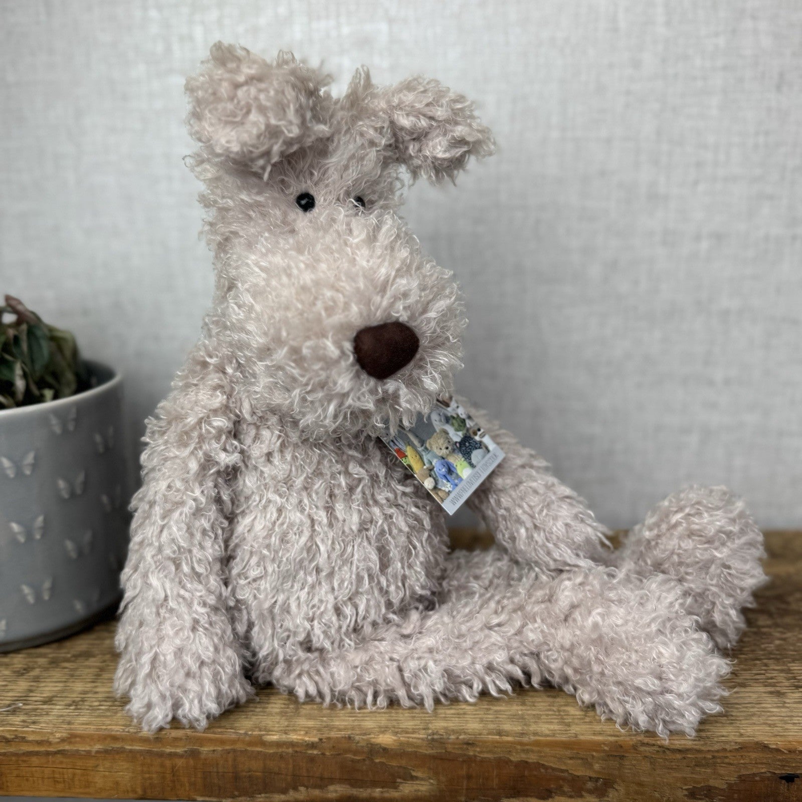 Jellycat Large Scamp Pup - Curly Beige Terrier Soft Toy Beanie Vintage 18"