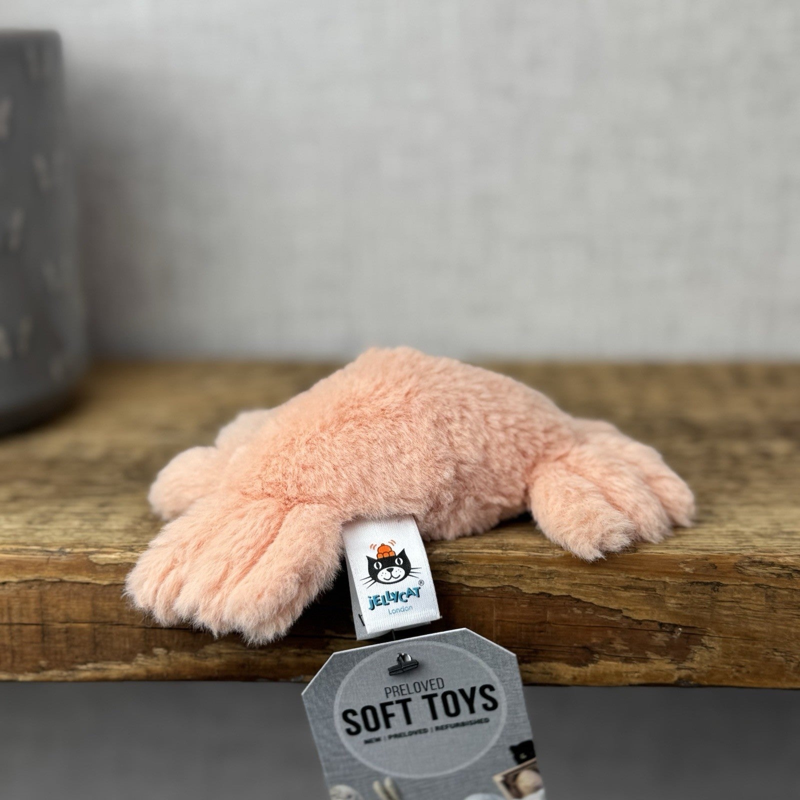 Jellycat Tiny Fluffy Crab - Mini Peach/Pink Crab Soft Toy New Condition 4"