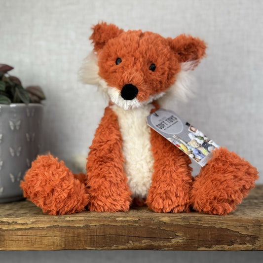 Jellycat Crumble Fox Orange Soft Plush Toy - Textured Red Fox Beanie Plush 12"