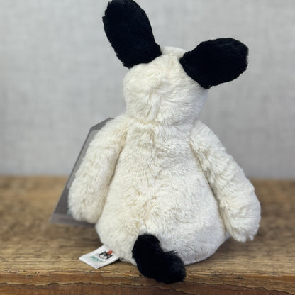 Jellycat Bashful Black & Cream Puppy Dog - Small Beanie Dog Retired Plush 8”