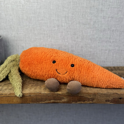 Jellycat Large Amuseable Carrot - Orange Fluffy Carrot Beanie Plush Retired 15"
