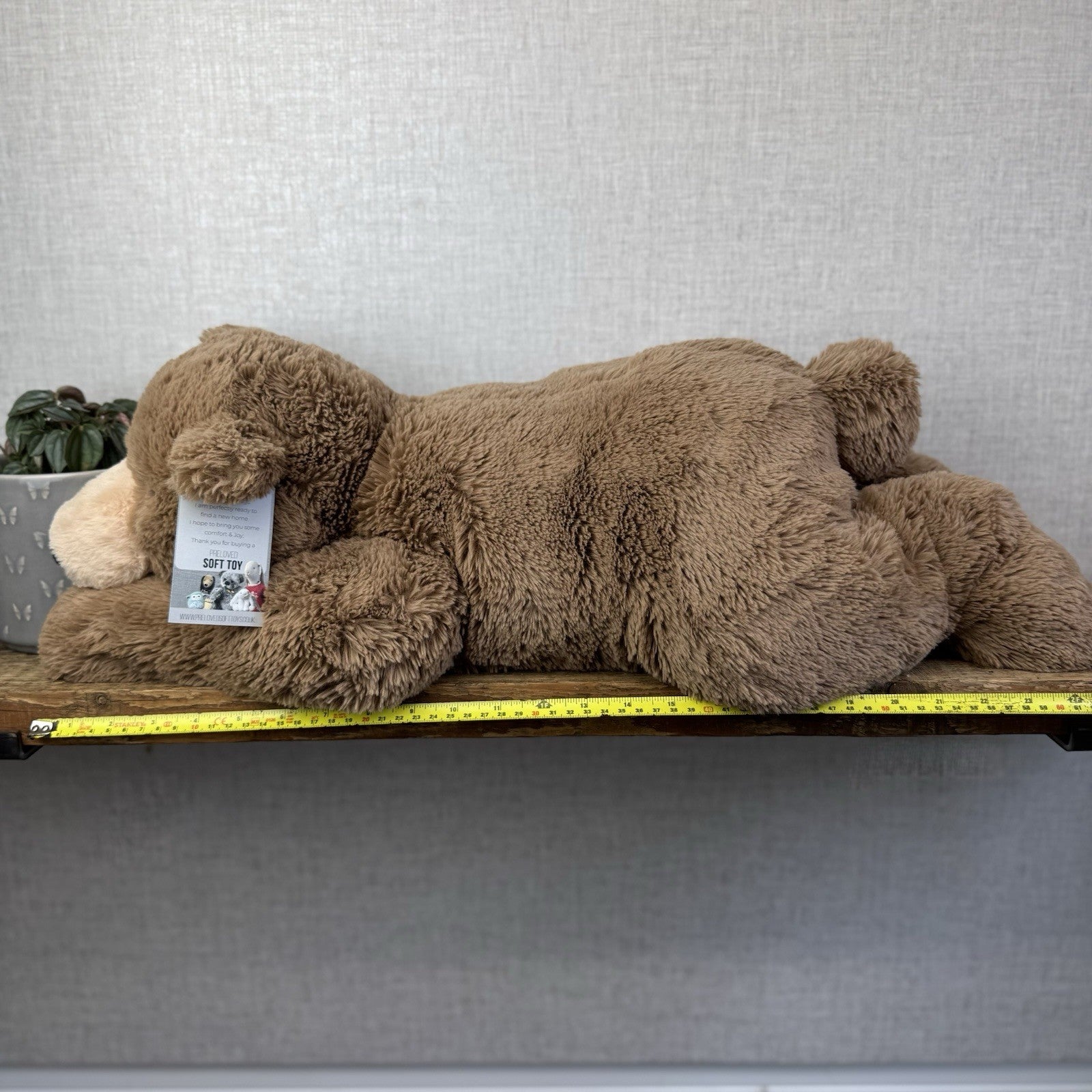 Jellycat Large Laying Woody Bear - Huge Brown Beanie Bear Large Retired 25”