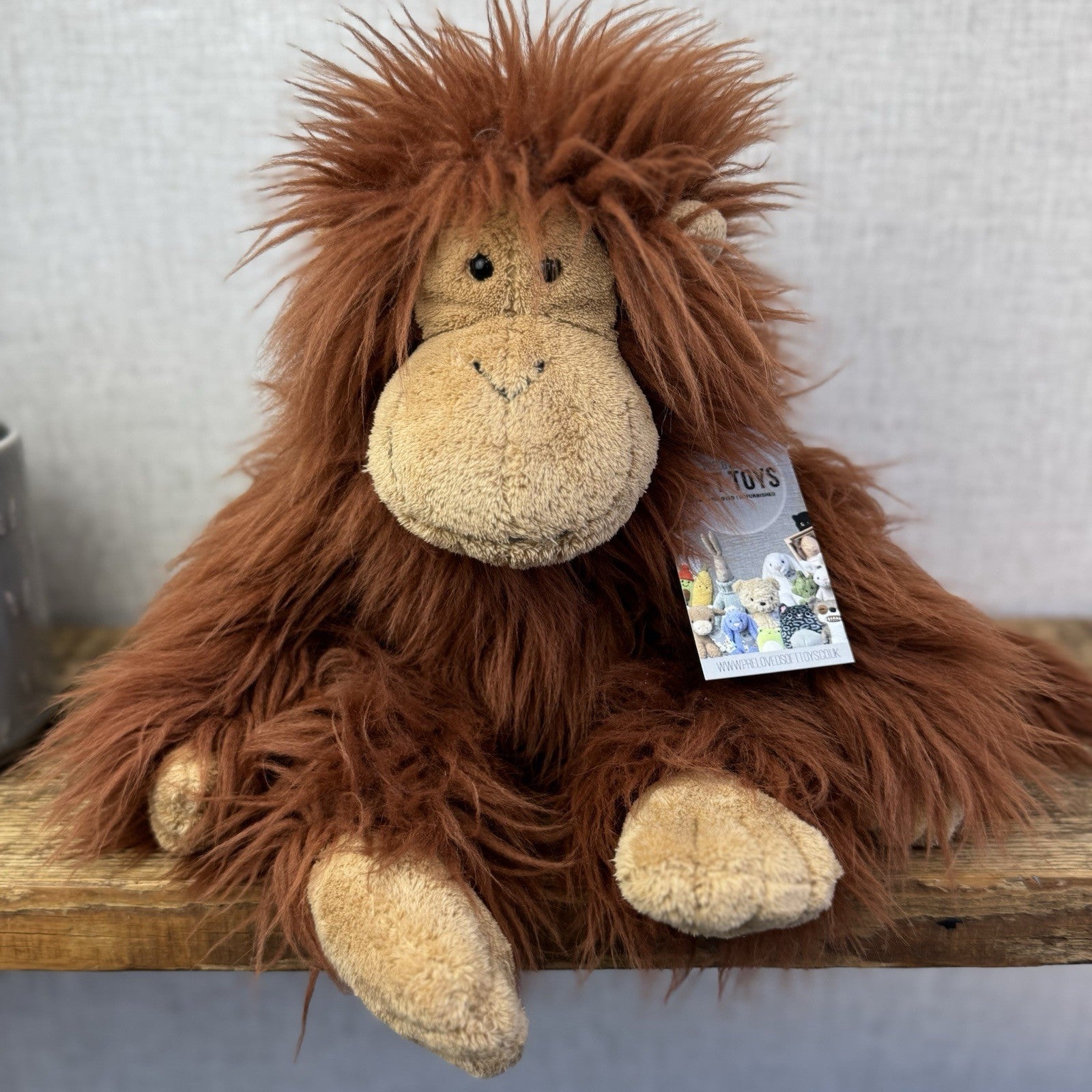 Jellycat Medium Max Monkey - Fluffy Long Hair Monkey Plush Beanie Retired 16"