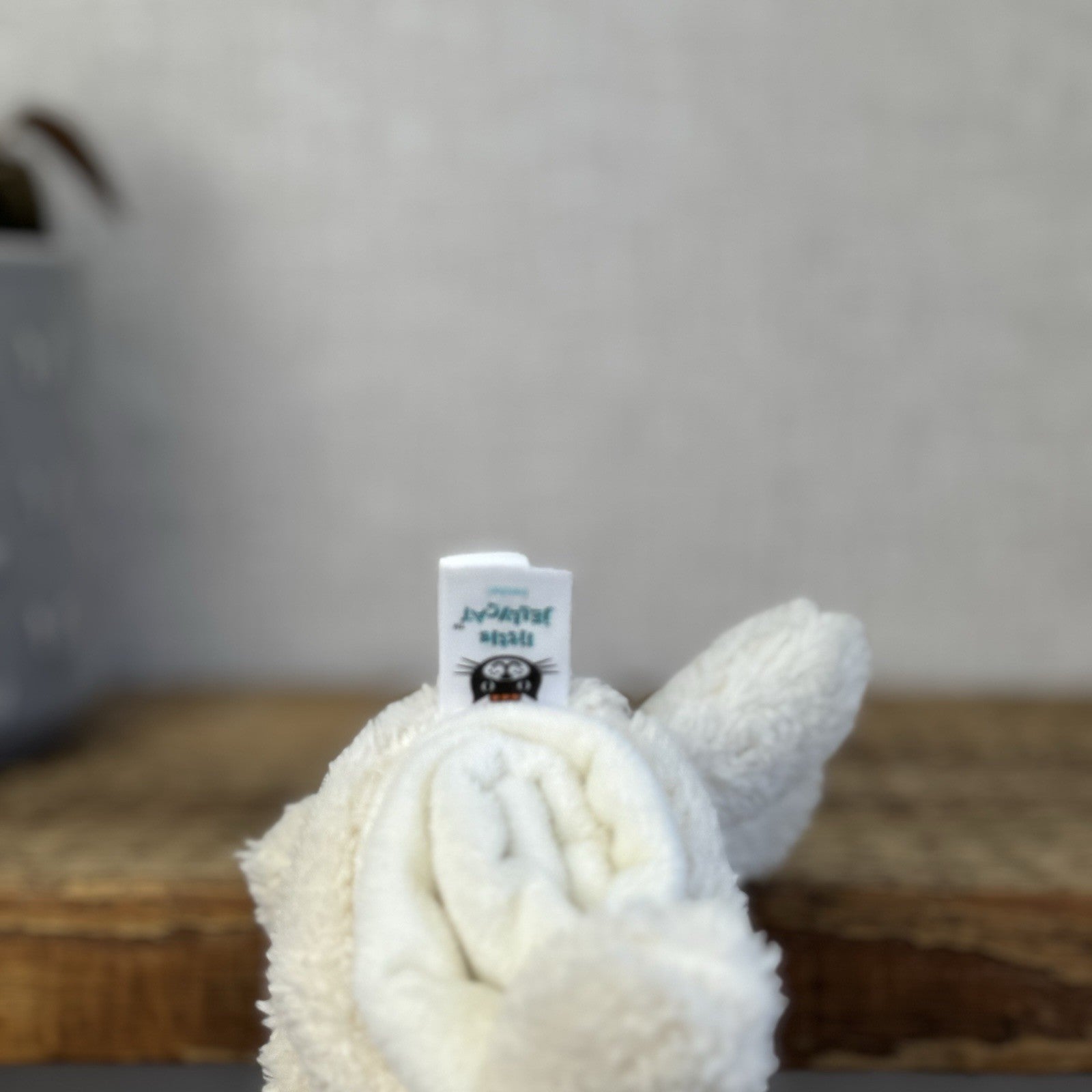 Jellycat Nugget Soother - White Bunny Roll Up Soother Bunny Retired Rare
