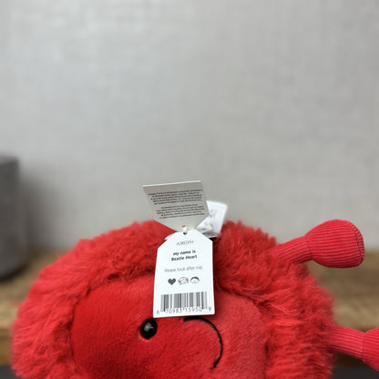Jellycat Beatie Heart - Valentines Fluffy Red Heart Soft Toy Retired Medium 9"