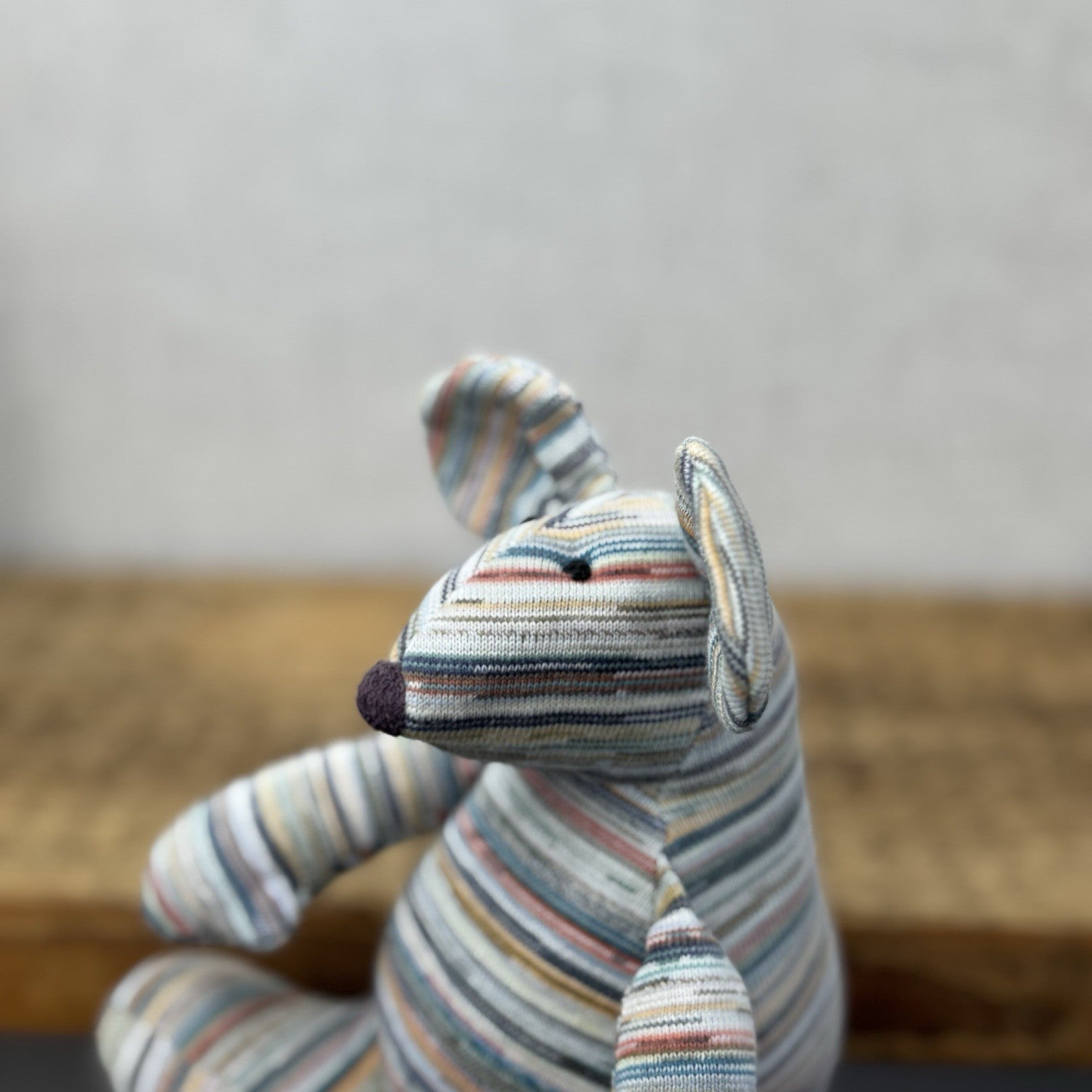 Muji X Jellycat Collaboration Mouse Stripe Retired - Recycled Yarn Soft Toy