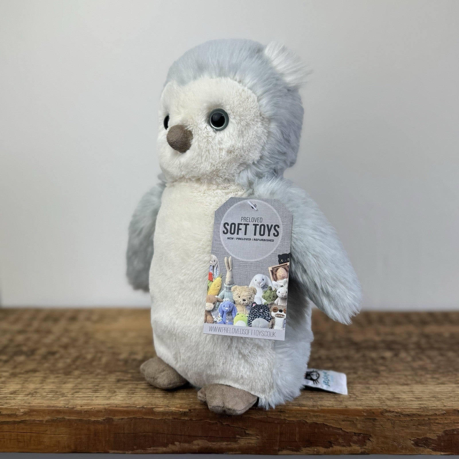 Jellycat Bashful Owl Chick - Birch Grey Colouring Owl Soft Toy Medium 9" (#2)
