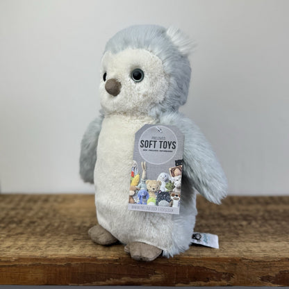 Jellycat Bashful Owl Chick - Birch Grey Colouring Owl Soft Toy Medium 9" (#2)
