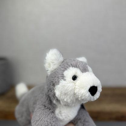 Jellycat Small Hudson Husky - Grey Laying Husky Beanie Soft Toy Retired 11"