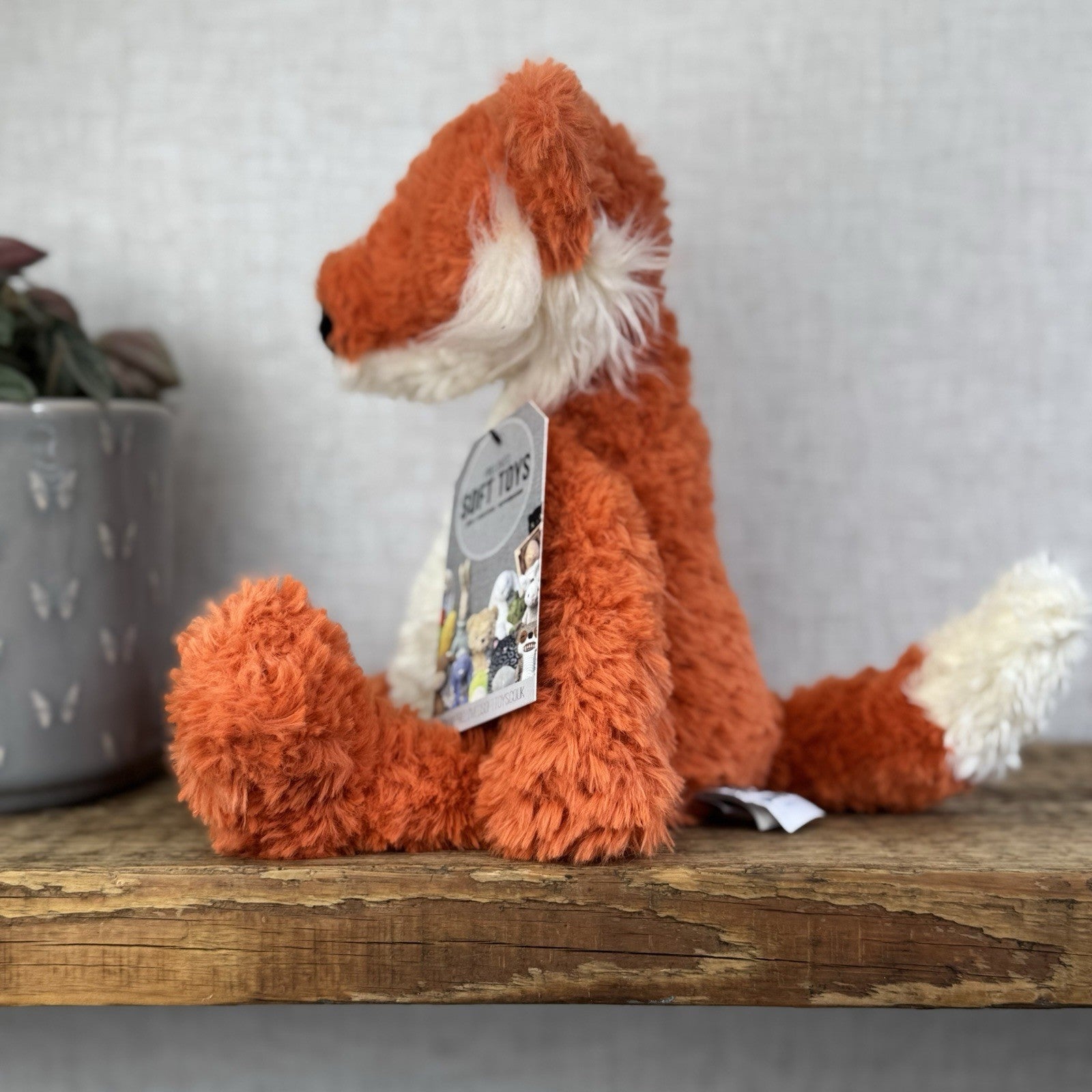 Jellycat Crumble Fox Orange Soft Plush Toy - Textured Red Fox Beanie Plush 12"