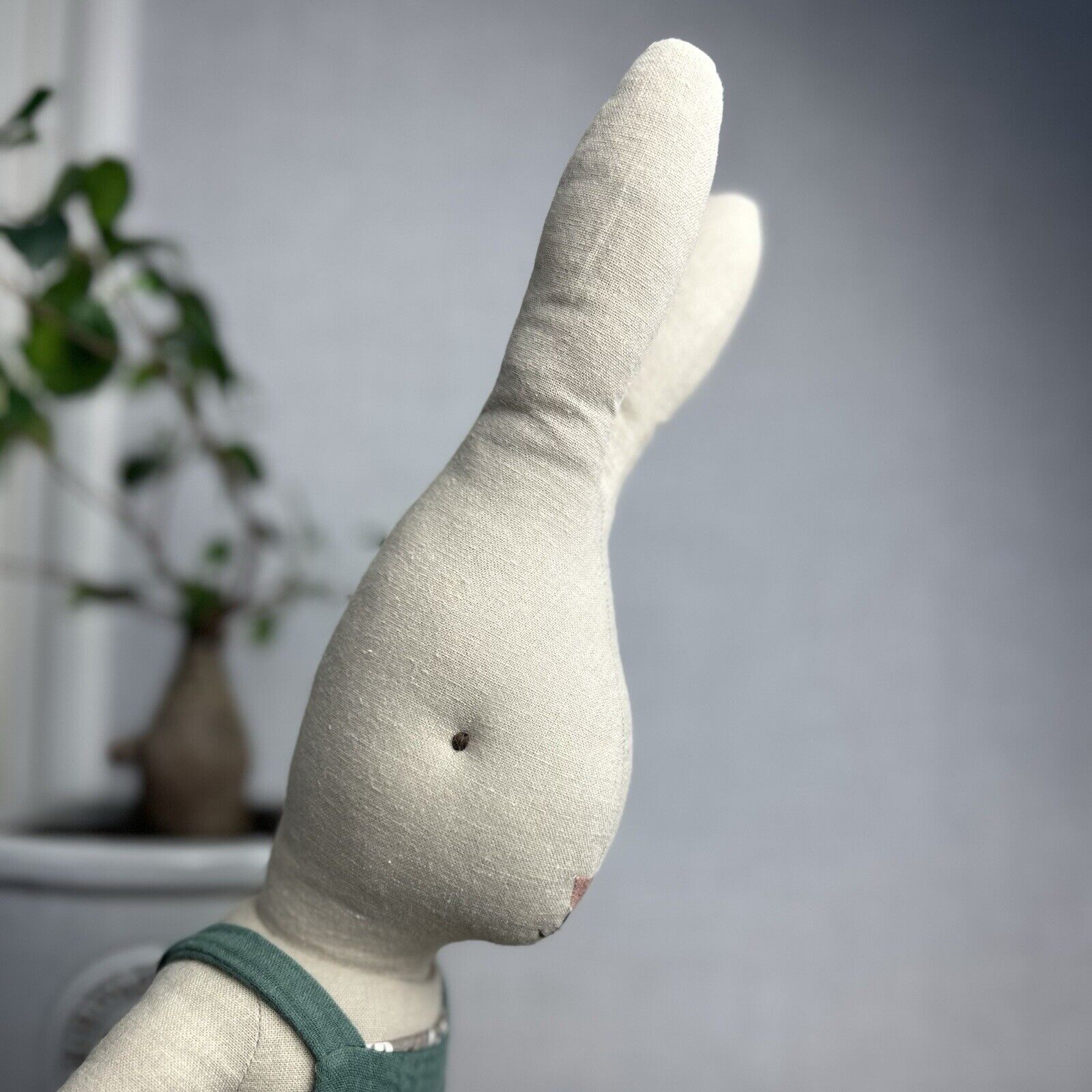 Maileg Size 5 Rabbit In Overalls - Large Bunny Rabbit Green Bee Romper/overalls