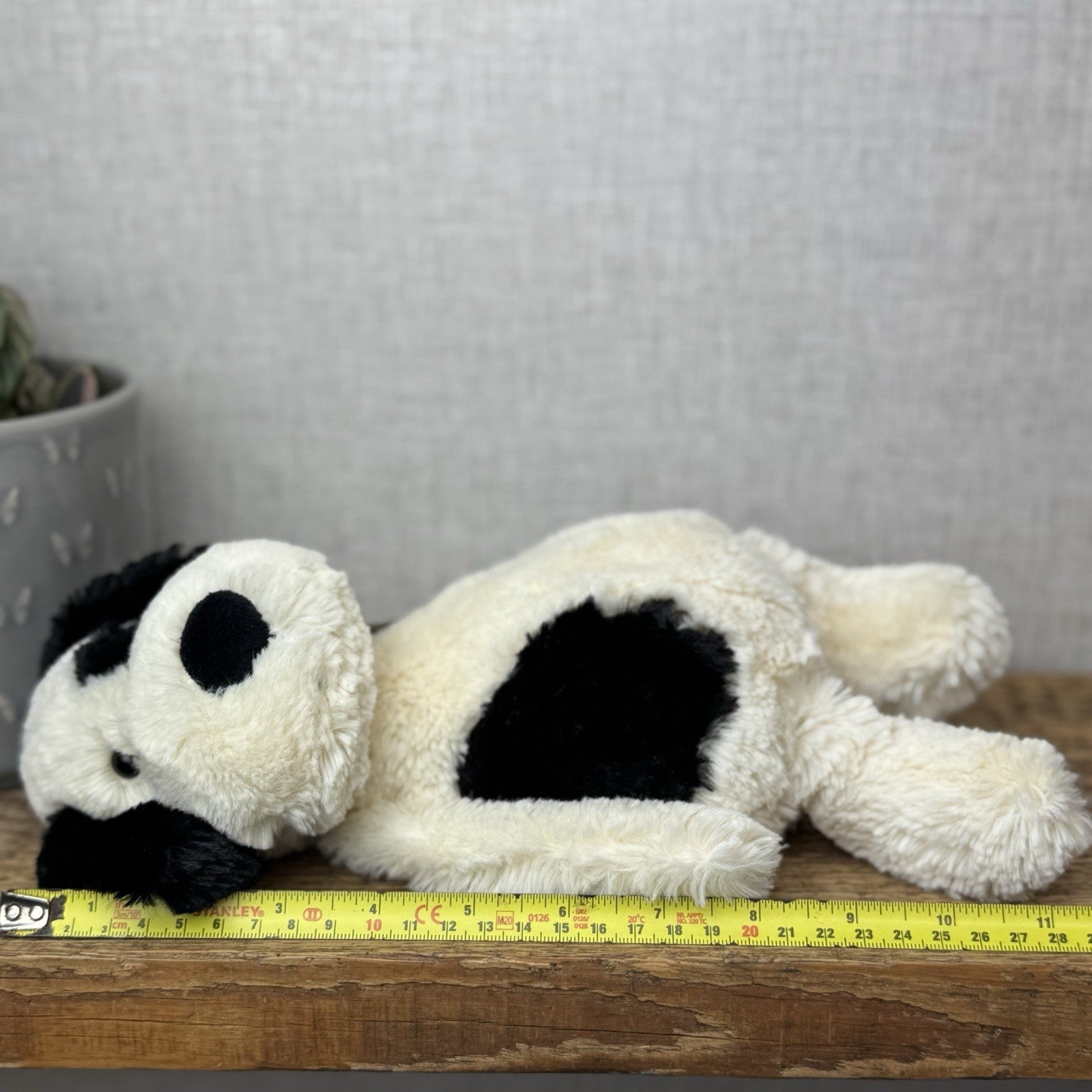 Jellycat Bashful Black & Cream Puppy Dog - Medium Beanie Dog Retired Plush 12”