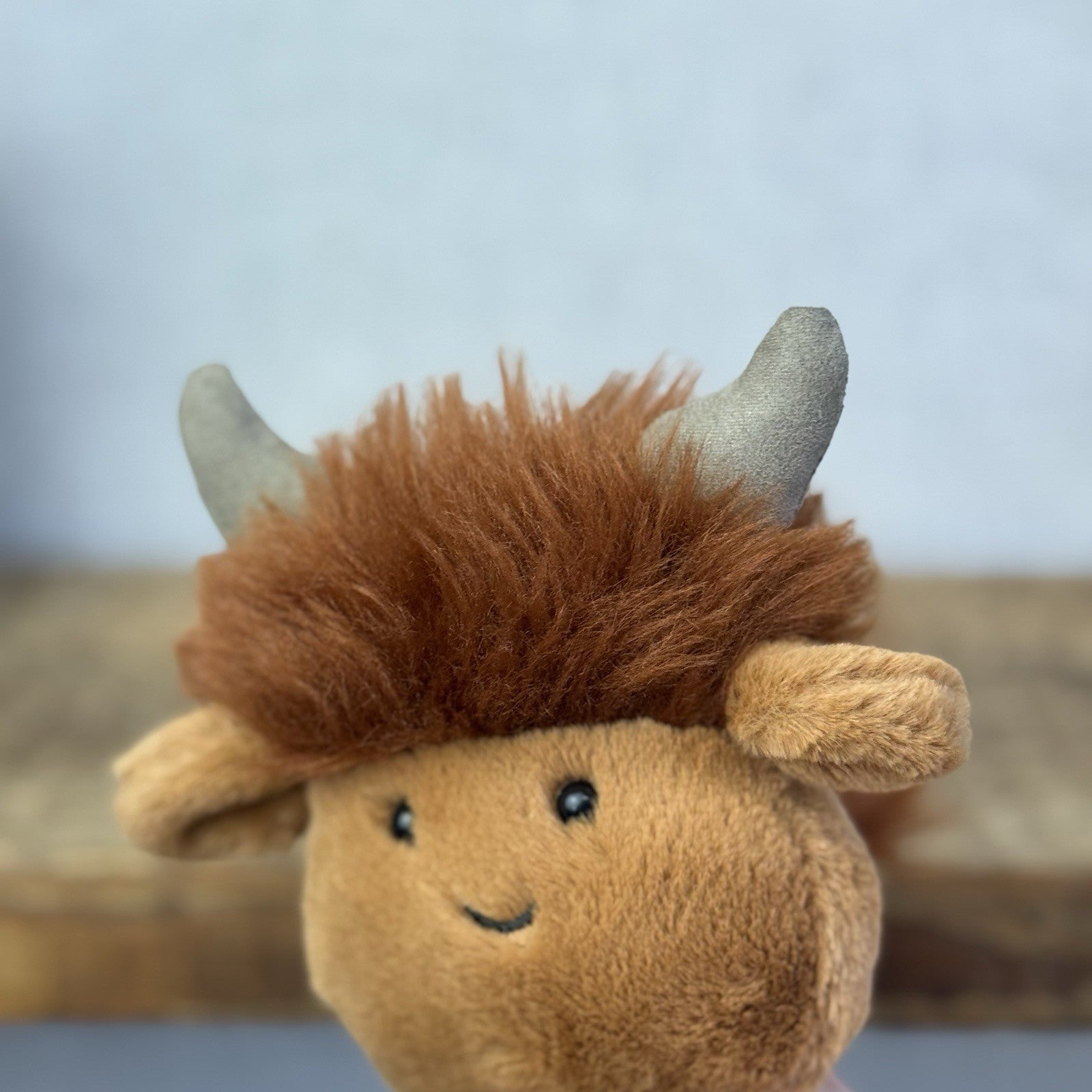 Jellycat Amuseabean Highland Cow  - Small Brown Beanie Cow Soft Toy Retired 5”