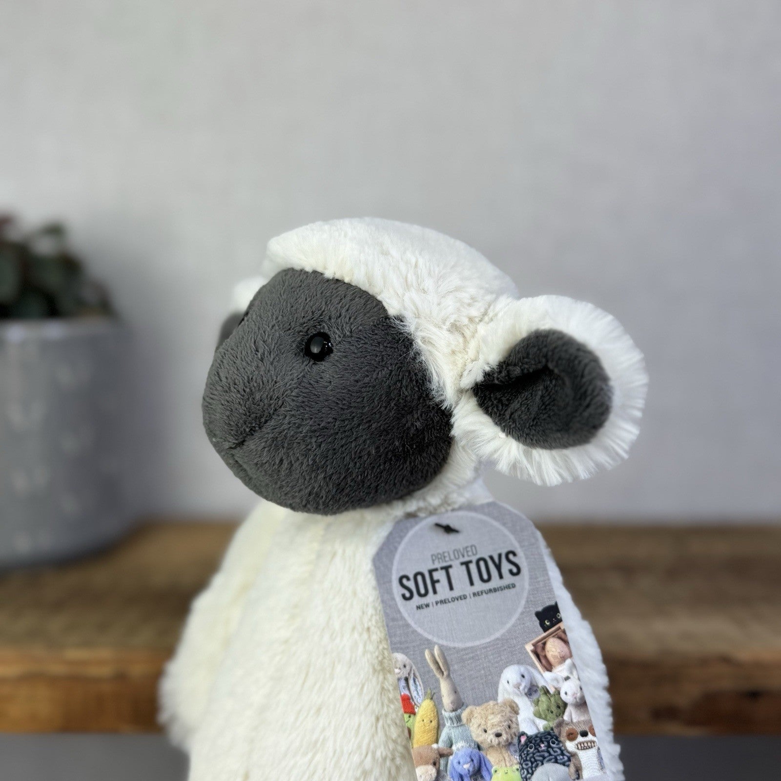 Jellycat Medium Bashful Grey Face Lamb - Medium Cream Lamb Beanie Plush 12"