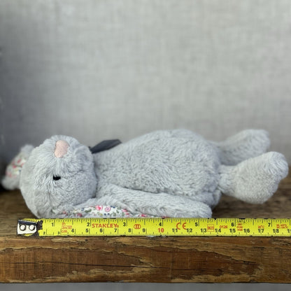 Jellycat Small Silver Blossom Bunny - Grey Bunny Blossom Ears White Tail 8”