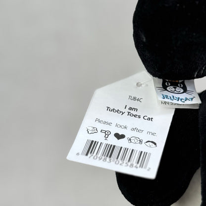 Jellycat Tubby Toes Cat - Vintage Black & White Cat Soft Toy Beanie Mini 4”