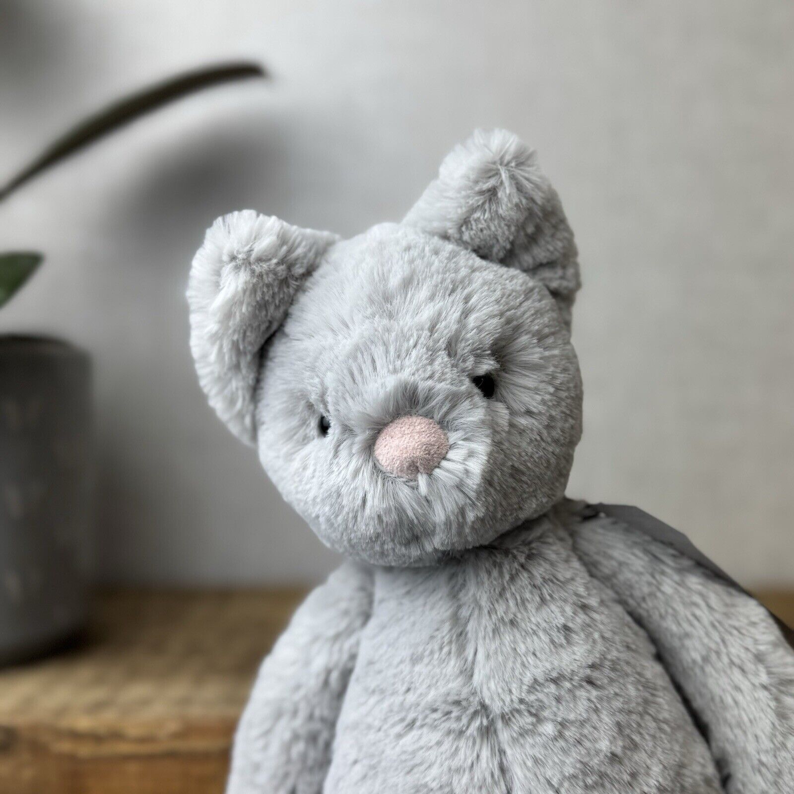 Jellycat Medium Bashful Grey Cat Kitten - All Grey Cat Beanie Plush Retired 12”