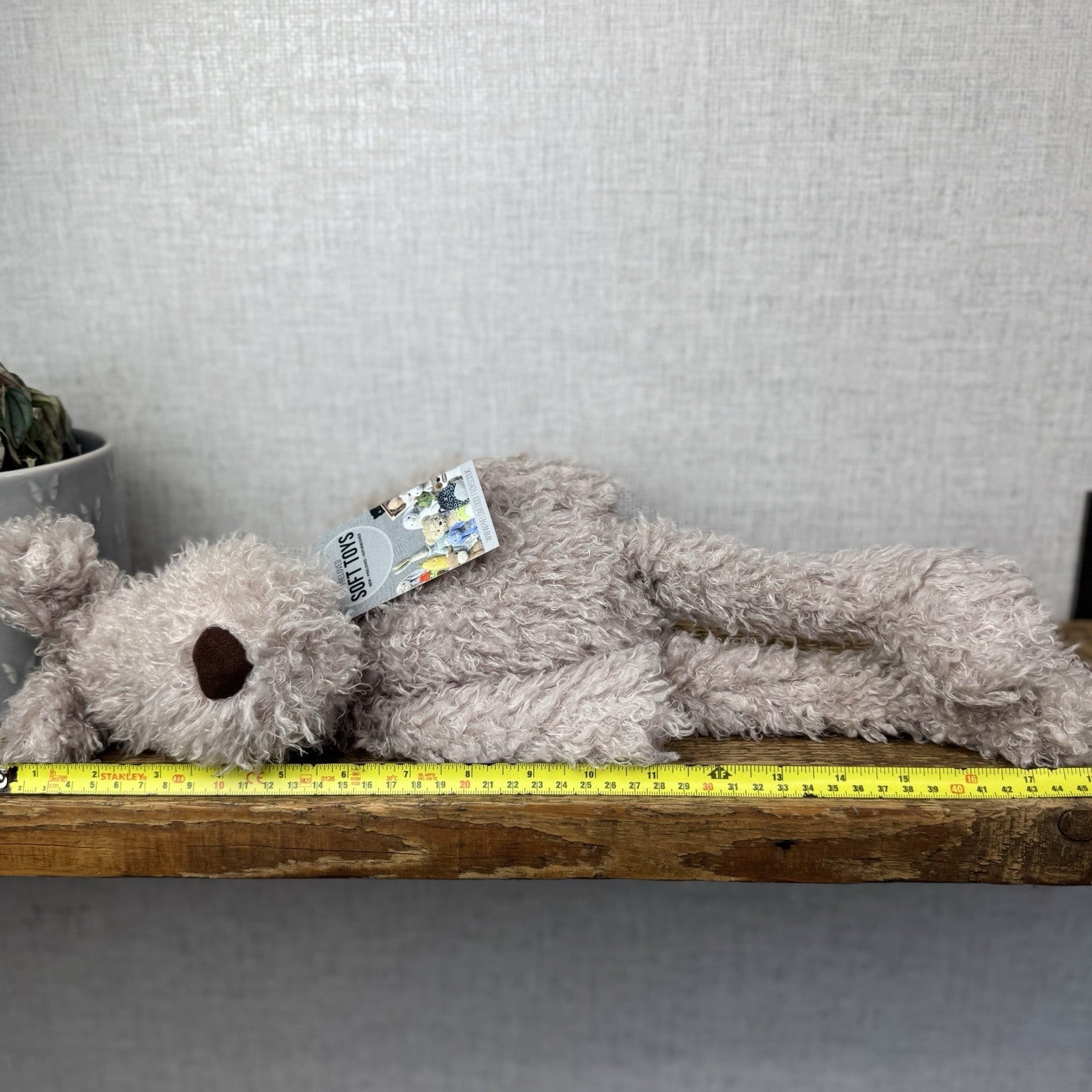 Jellycat Large Scamp Pup - Curly Beige Terrier Soft Toy Beanie Vintage 18"