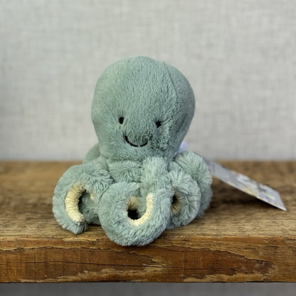 Jellycat Baby Odyssey Octopus - Mini Green Sea Creature Beanie Retired 5"