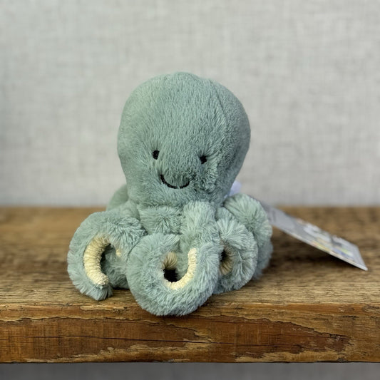 Jellycat Baby Odyssey Octopus - Mini Green Sea Creature Beanie Retired 5"