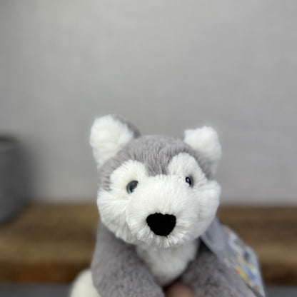 Jellycat Small Hudson Husky - Grey Laying Husky Beanie Soft Toy Retired 11"