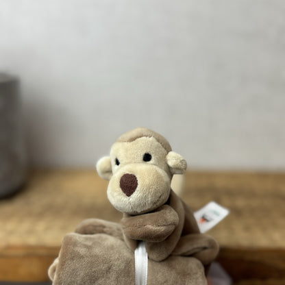 Jellycat My First Monkey Soother - Monkey Comforter Toy (no Box) Brown Velour 8”