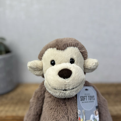 Jellycat Medium Bashful Monkey - Medium Beanie Monkey Soft Toy Plush NWOT 12"