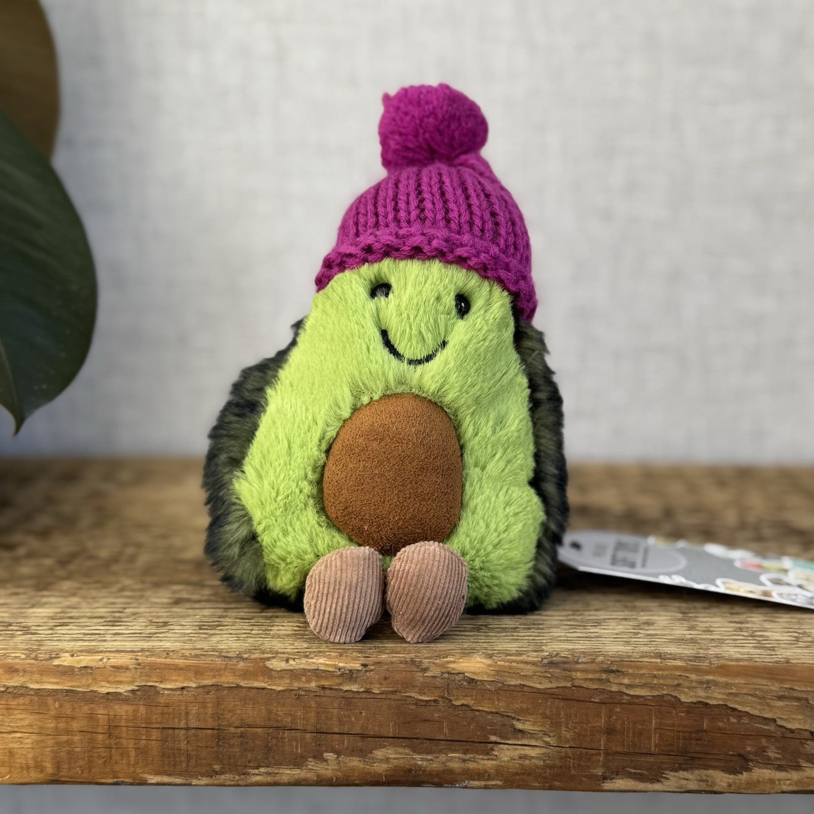 Jellycat Fuscia Cozi Amuseable Avocado - Soft Avocado With Purple Beanie (#2)