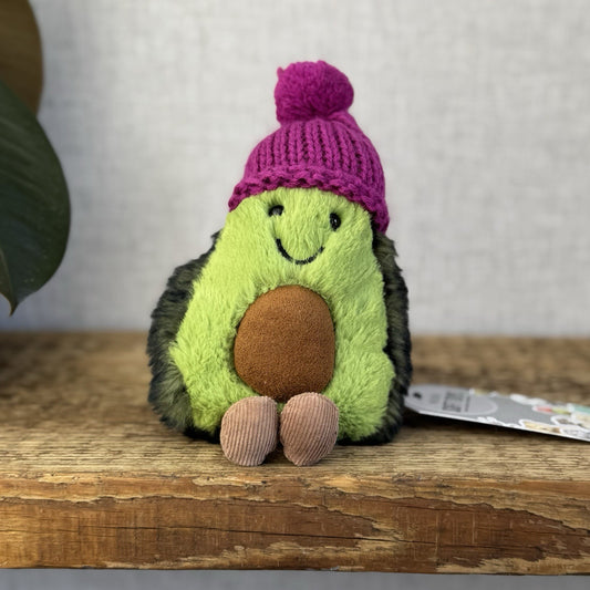 Jellycat Fuscia Cozi Amuseable Avocado - Soft Avocado With Purple Beanie (#2)
