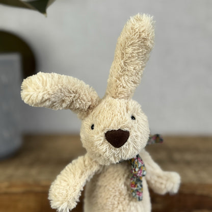 Jellycat Rufus Rabbit Lost & Found Friends  Tiny Rabbit With Bow Rare Retired 7"