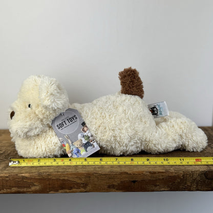 Jellycat Tumblie Biscuit Puppy Dog - Beige/Tan Patch Dog Laying Plush 14"