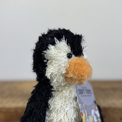 Jellycat Small Bunglie Penguin - Black/White Curly Fur Beanie Penguin Bird 11"