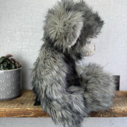 Charlie Bear Dorothy - Large Grey Heavy Charlie Bear Big Fluffy Bells Bow 21”
