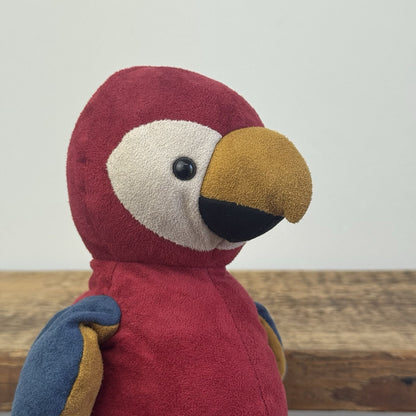 Jellycat Belby Parrot - Retired Velour Bird Plush Parrot Push Red/Blue 10"