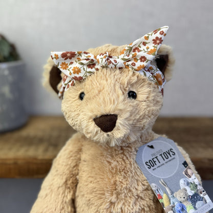 Jellycat "Autumn" Bear - Custom Edward Bear Soft Toy Blossom Print Paws 12" OOAK