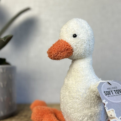 Jellycat Medium Slackajack Duckling - White Textured Duck Long Legs 12"