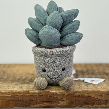 Jellycat Succulent Azuilita - Partial Paper Tag - Potted Succelent Beanie Plush 